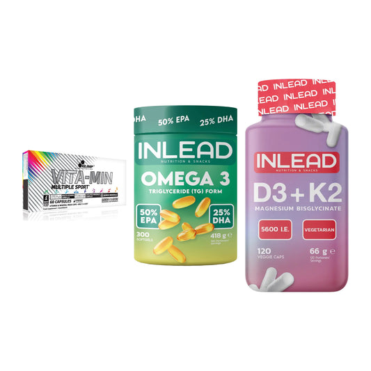 Grundversorgung: Olimp Vita-Min + INLEAD Omega-3 + INLEAD Vitamin – alle enthaltenen Artikel