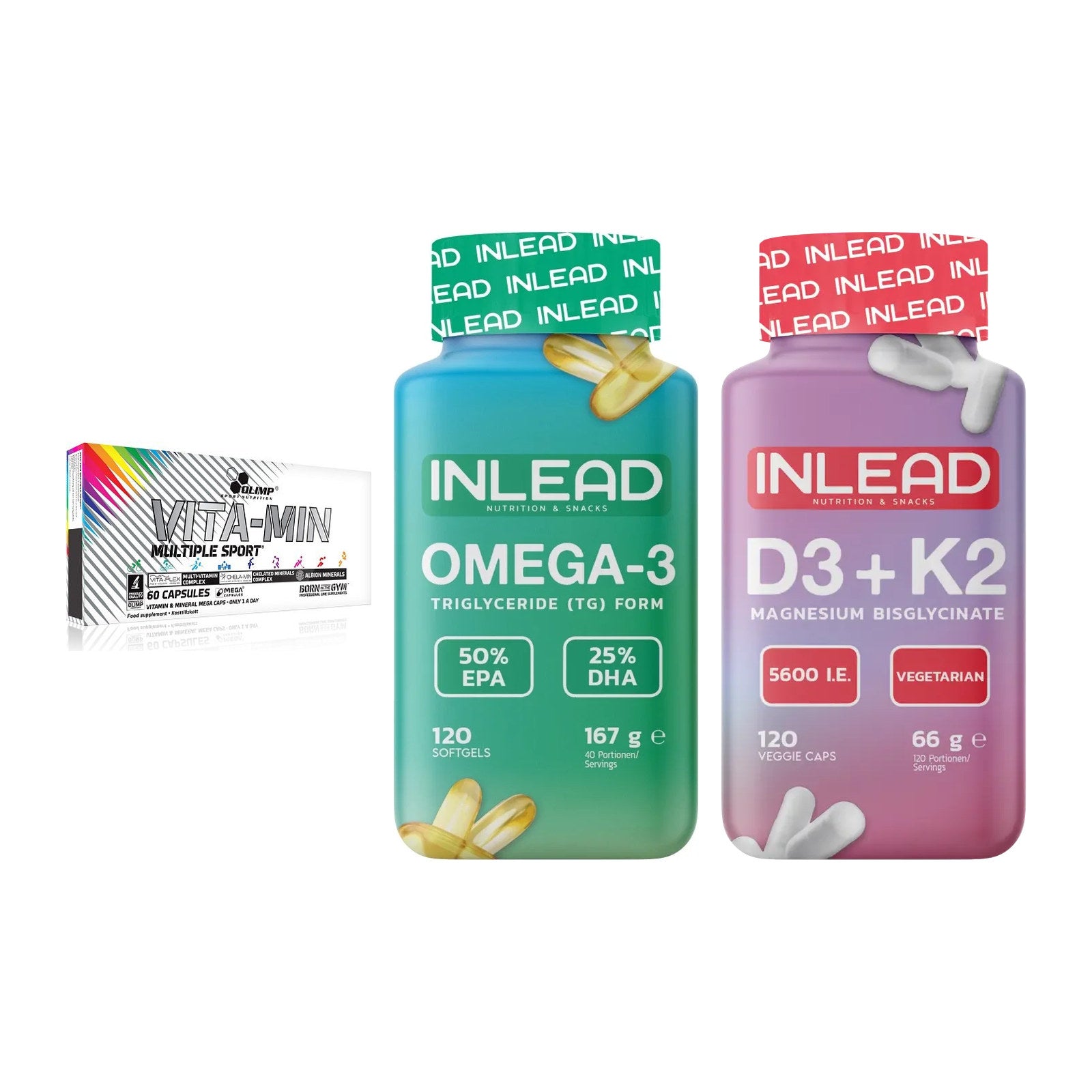 Grundversorgung: Olimp Vita-Min + INLEAD Omega-3 + INLEAD Vitamin – alle enthaltenen Artikel