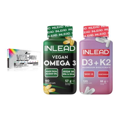 Grundversorgung: Olimp Vita-Min + INLEAD Vegan + INLEAD Vitamin – alle enthaltenen Artikel