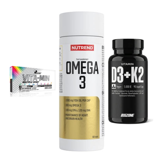 Grundversorgung: Olimp Vita-Min + Nutrend Omega 3 + Big Zone – alle enthaltenen Artikel
