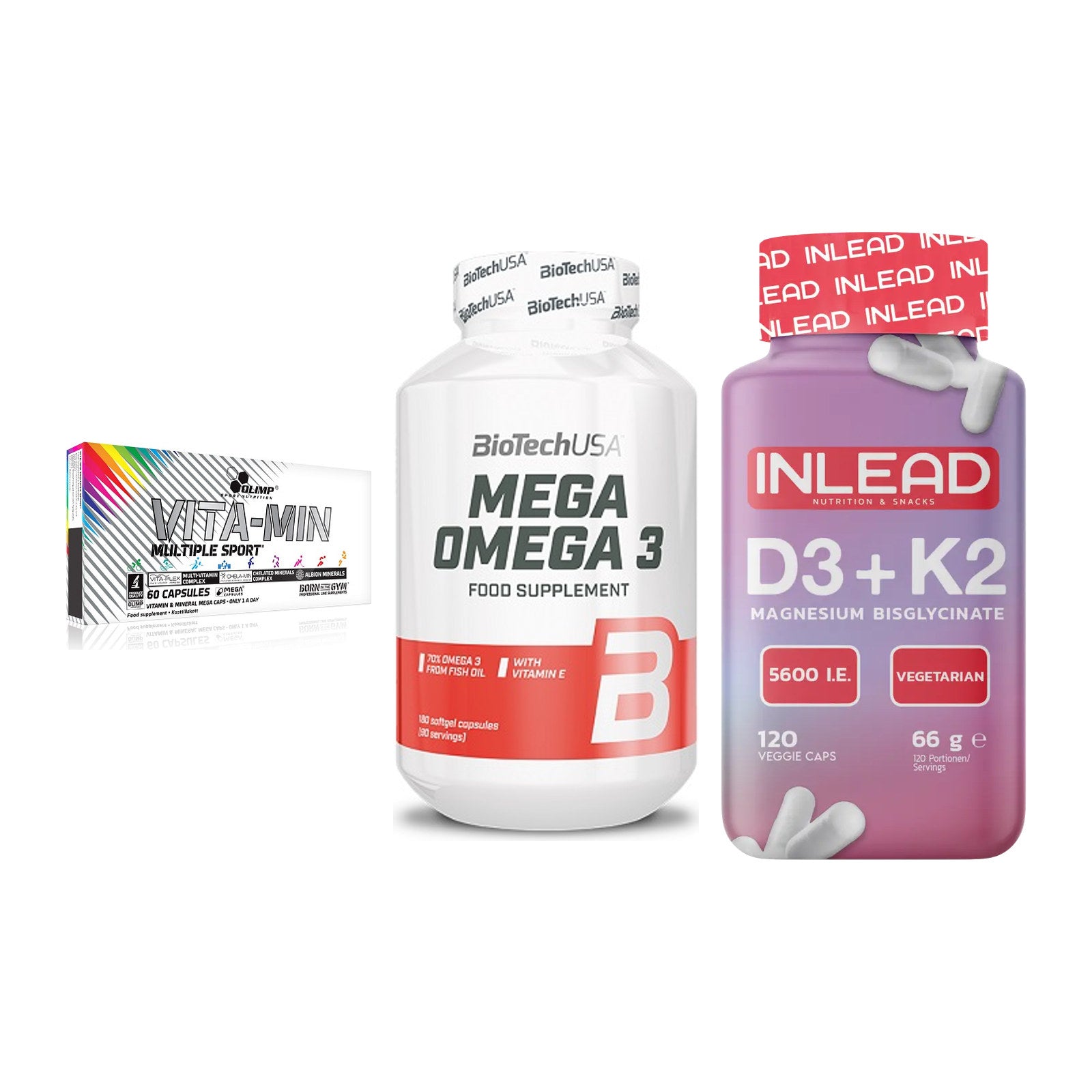 Grundversorgung: Olimp Vita-Min + BioTech Mega + INLEAD Vitamin – alle enthaltenen Artikel