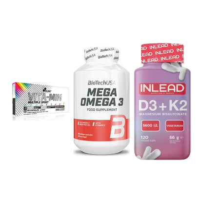 Grundversorgung: Olimp Vita-Min + BioTech Mega + INLEAD Vitamin – alle enthaltenen Artikel