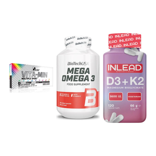 Grundversorgung: Olimp Vita-Min + BioTech Mega + INLEAD Vitamin – alle enthaltenen Artikel
