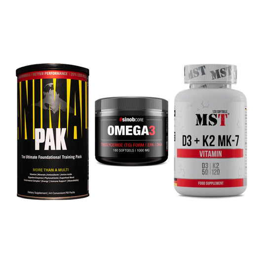 Grundversorgung: Universal + Sinob Omega 3 + MST Vitamin D3 – alle enthaltenen Artikel