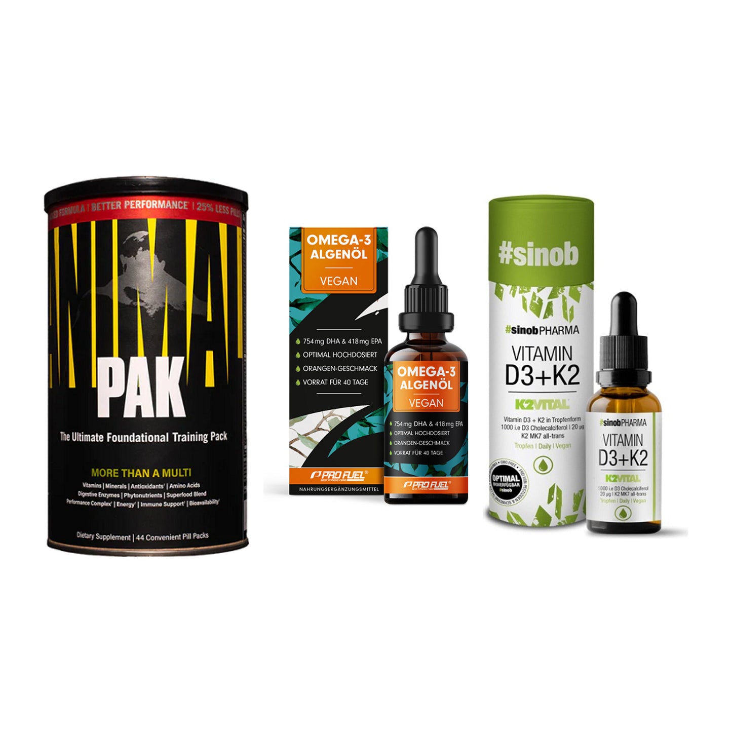 Grundversorgung: Universal + ProFuel Omega 3 + Sinob Vitamin – alle enthaltenen Artikel
