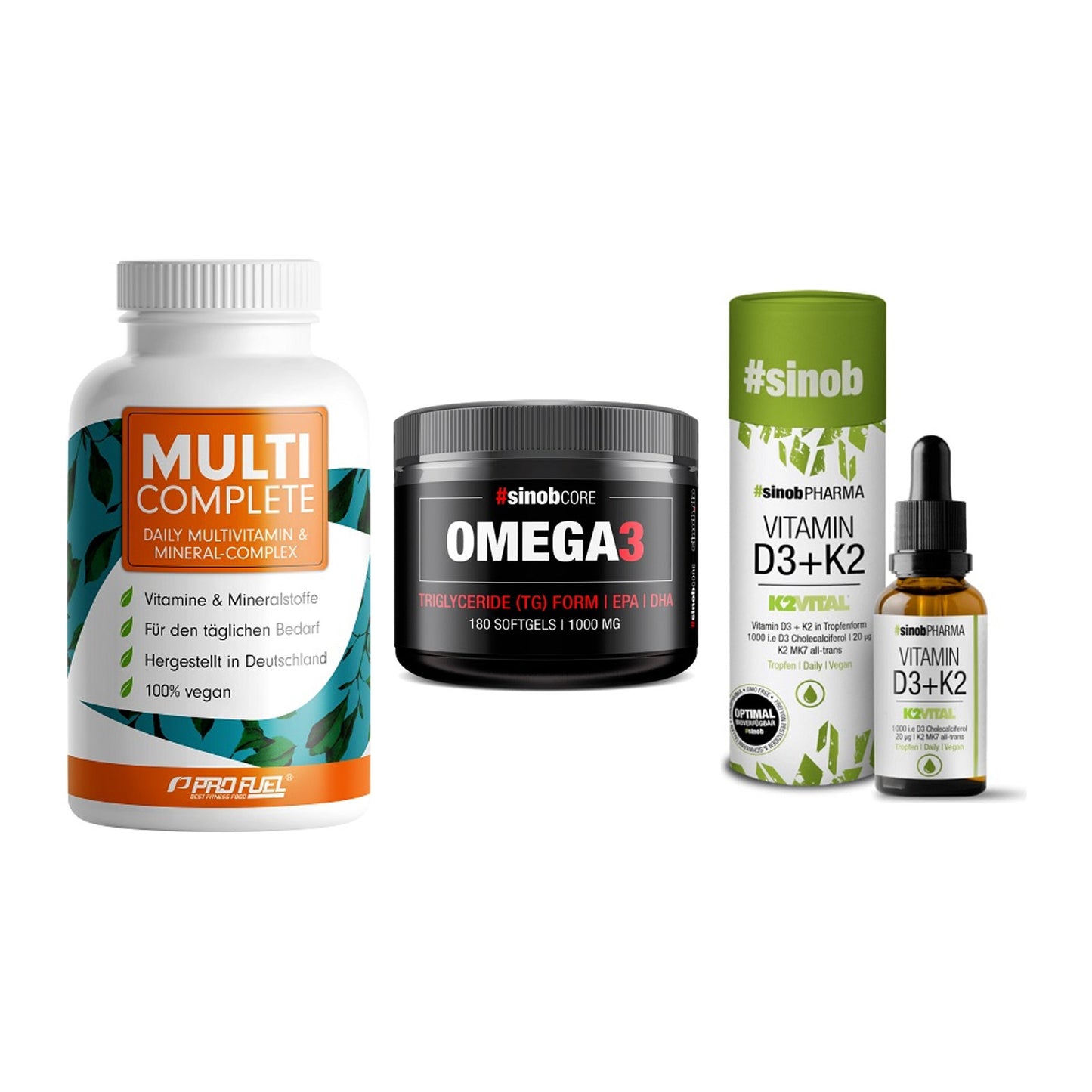 Grundversorgung: ProFuel MULTI + Sinob Omega 3 + Sinob Vitamin – alle enthaltenen Artikel