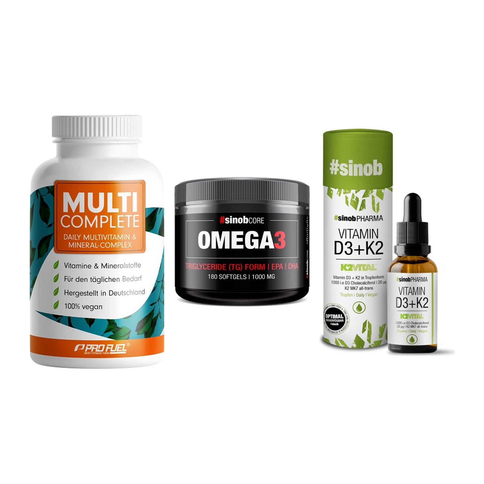 Grundversorgung: ProFuel MULTI + Sinob Omega 3 + Sinob Vitamin – alle enthaltenen Artikel