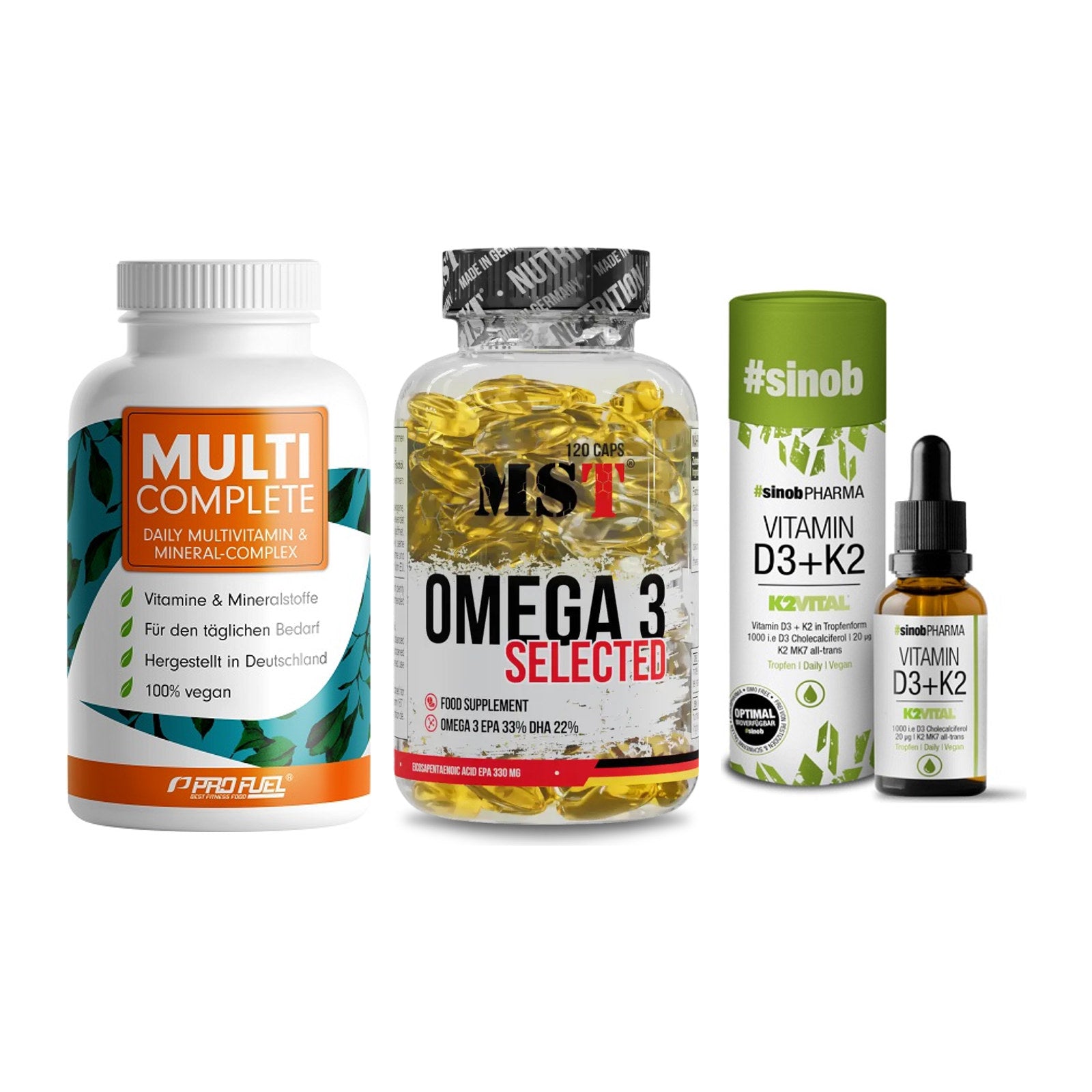 Grundversorgung: ProFuel MULTI + MST Omega 3 + Sinob Vitamin – alle enthaltenen Artikel