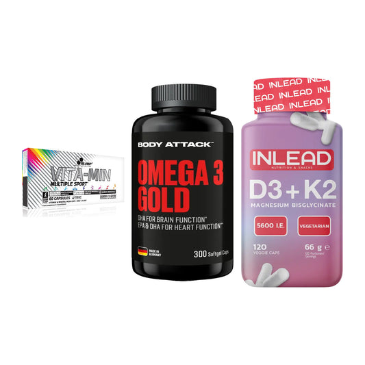 Grundversorgung: Olimp Vita-Min + Body Attack + INLEAD Vitamin – alle enthaltenen Artikel