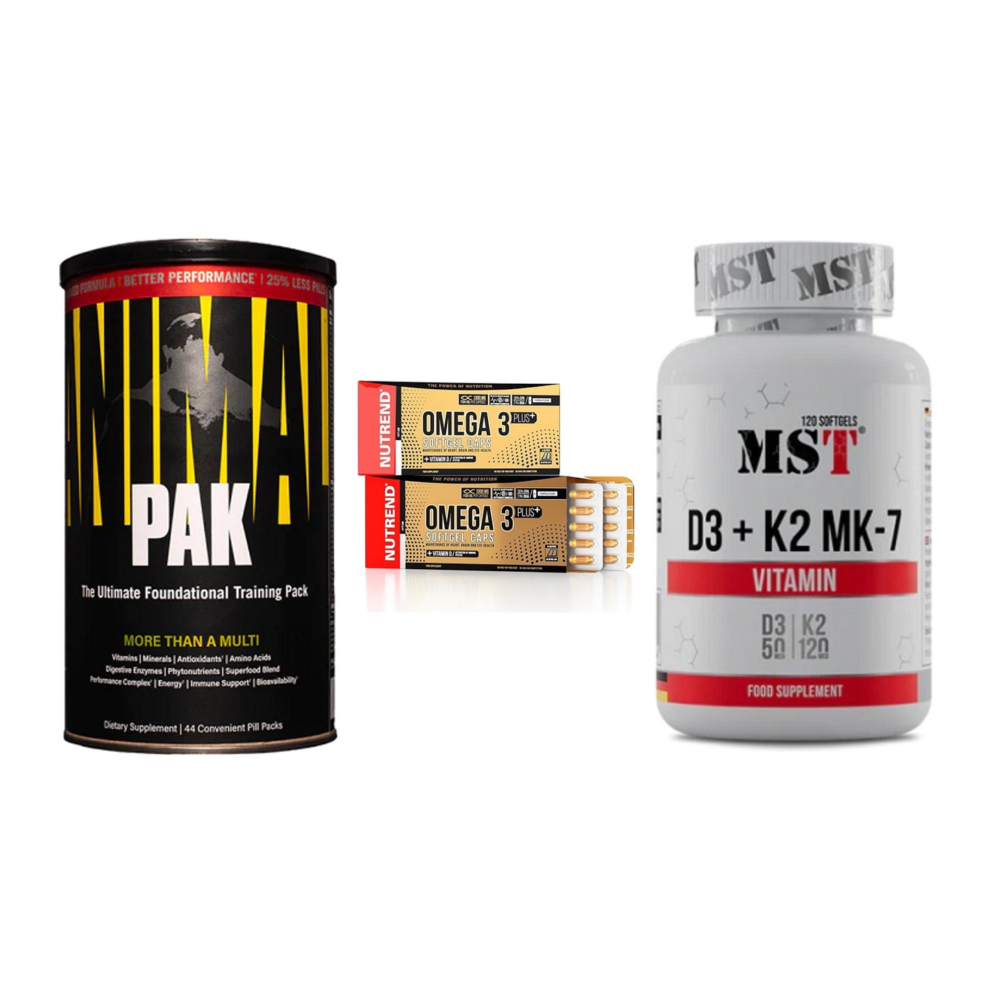 Grundversorgung: Universal + Nutrend Omega 3 + MST Vitamin D3 – alle enthaltenen Artikel