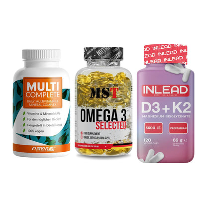 Grundversorgung: ProFuel MULTI + MST Omega 3 + INLEAD Vitamin – alle enthaltenen Artikel