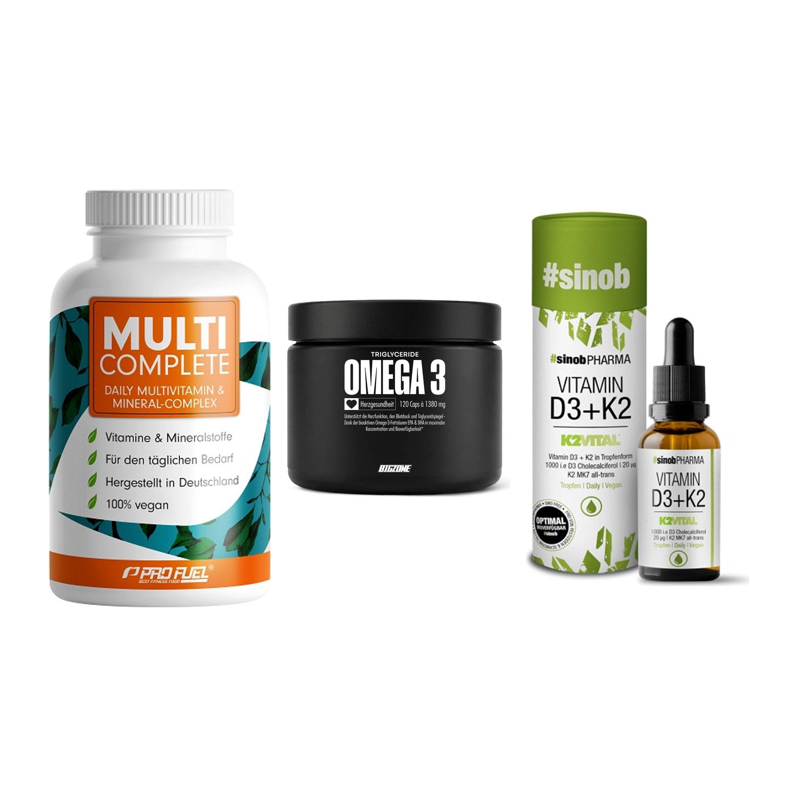 Grundversorgung: ProFuel MULTI + Big Zone Omega + Sinob Vitamin – alle enthaltenen Artikel