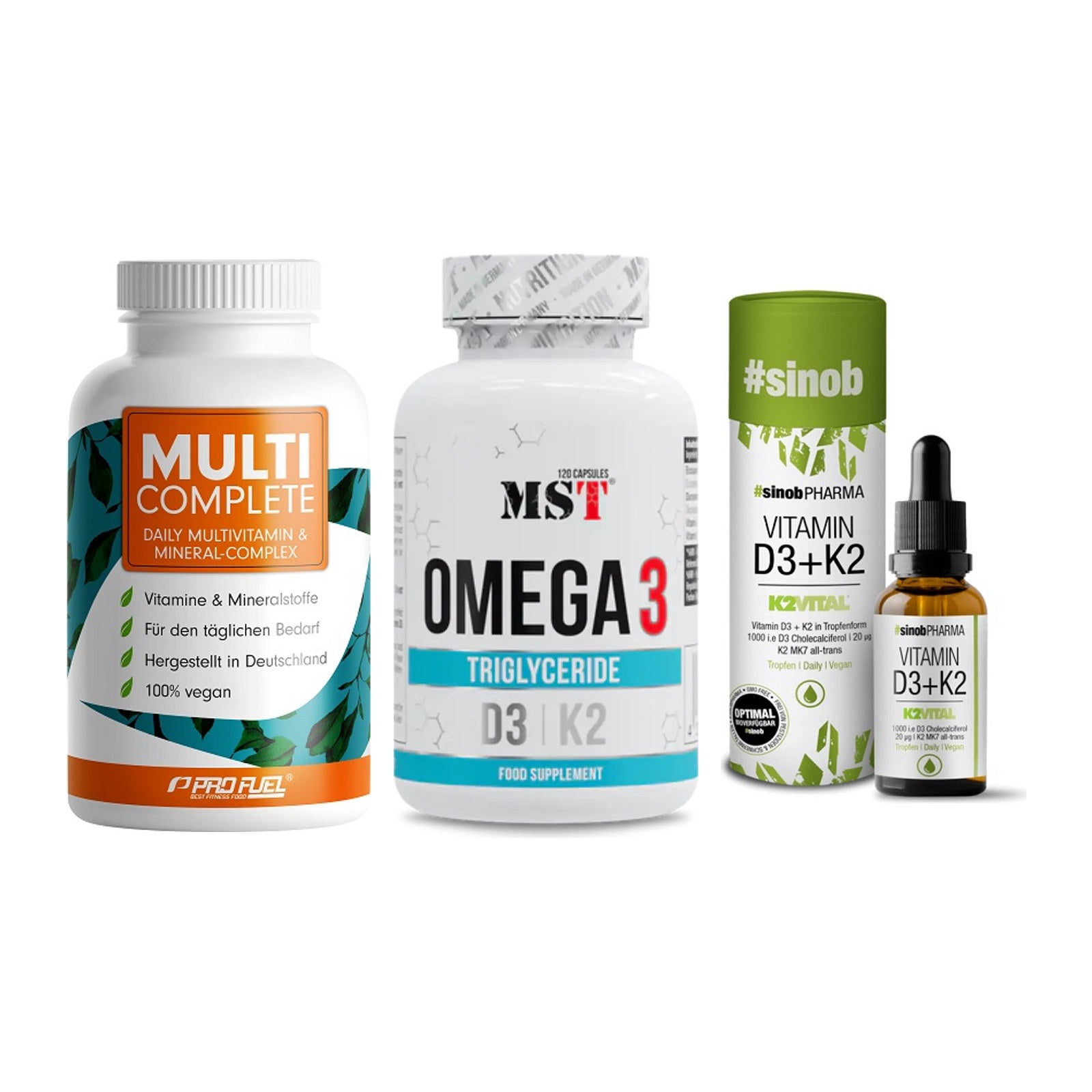 Grundversorgung: ProFuel MULTI + MST Omega 3 500 + Sinob Vitamin – alle enthaltenen Artikel