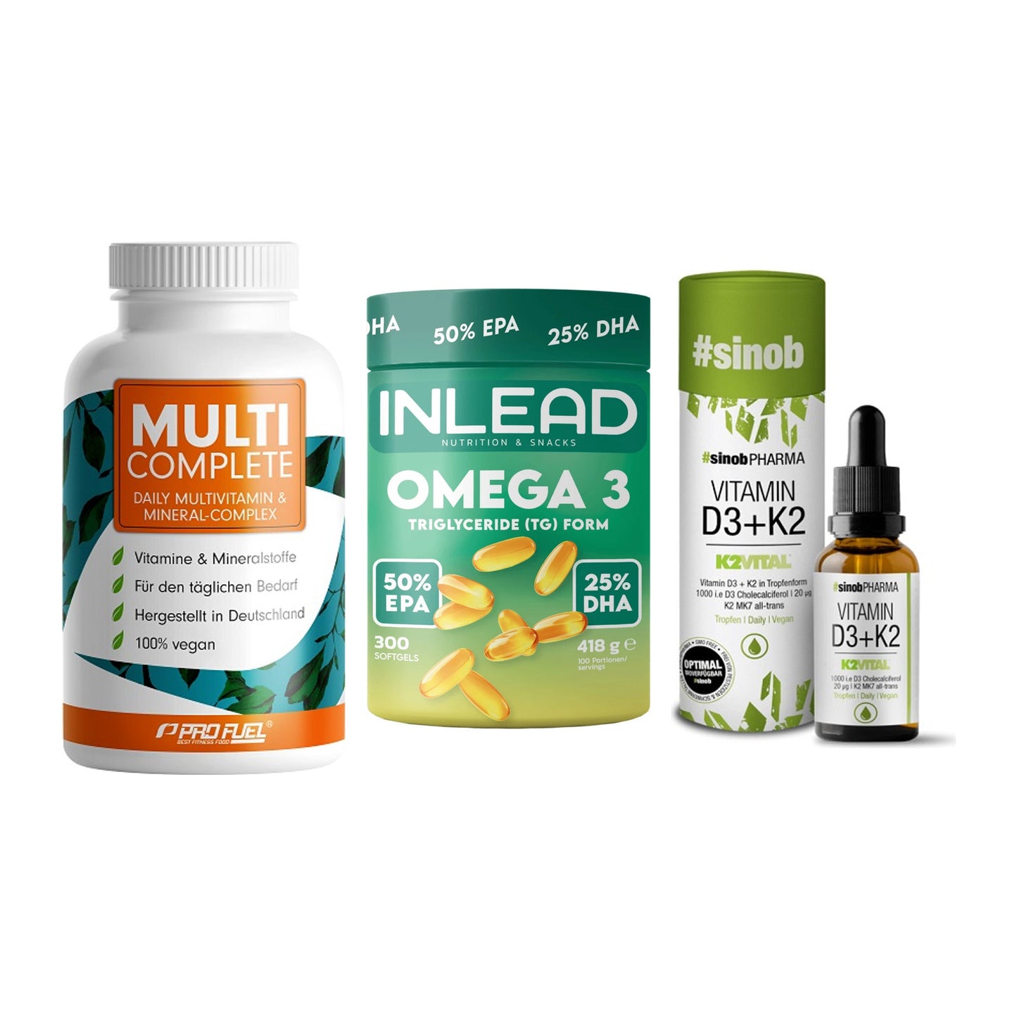 Grundversorgung: ProFuel MULTI + INLEAD Omega-3 + Sinob Vitamin – alle enthaltenen Artikel
