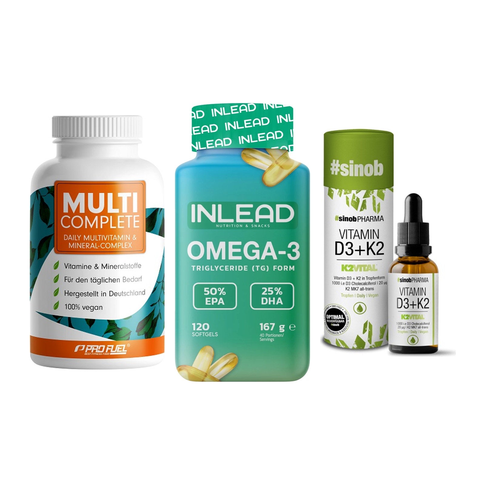 Grundversorgung: ProFuel MULTI + INLEAD Omega-3 + Sinob Vitamin – alle enthaltenen Artikel
