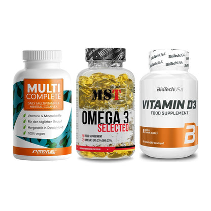 Grundversorgung: ProFuel MULTI + MST Omega 3 + BioTech Vitamin – alle enthaltenen Artikel