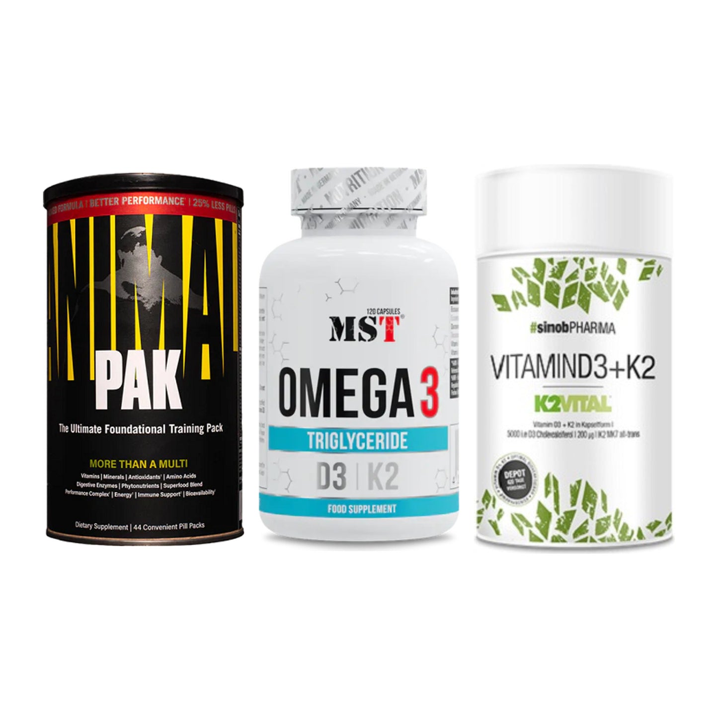 Grundversorgung: Universal + MST Omega 3 500 + Sinob Vitamin – alle enthaltenen Artikel