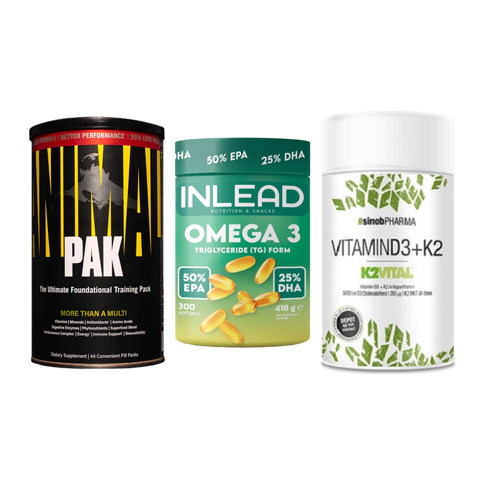 Grundversorgung: Universal + INLEAD Omega-3 + Sinob Vitamin – alle enthaltenen Artikel