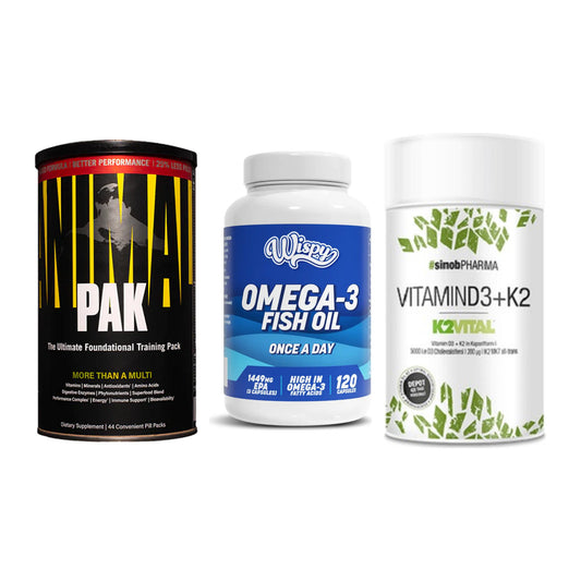 Grundversorgung: Universal + Wispy Omega 3 + Sinob Vitamin – alle enthaltenen Artikel