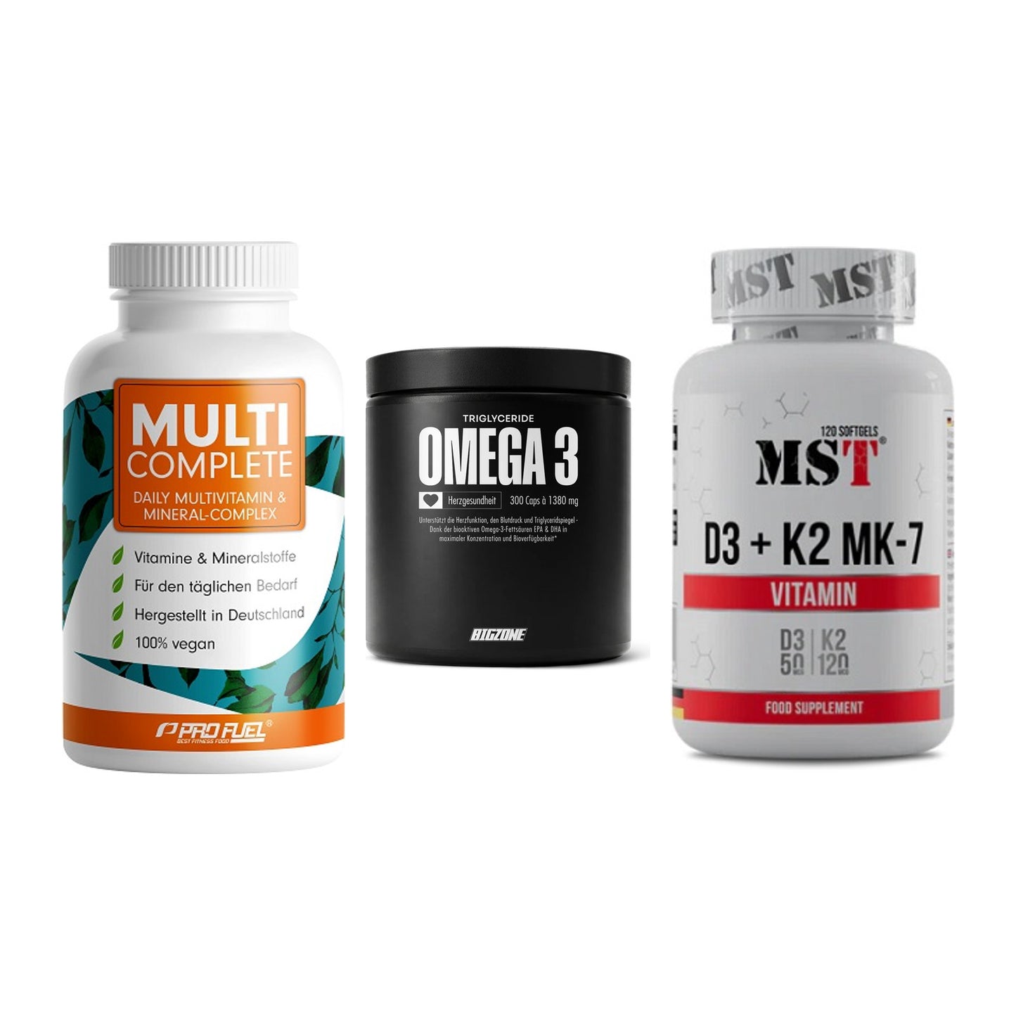 Grundversorgung: ProFuel MULTI + Big Zone Omega + MST Vitamin D3 – alle enthaltenen Artikel