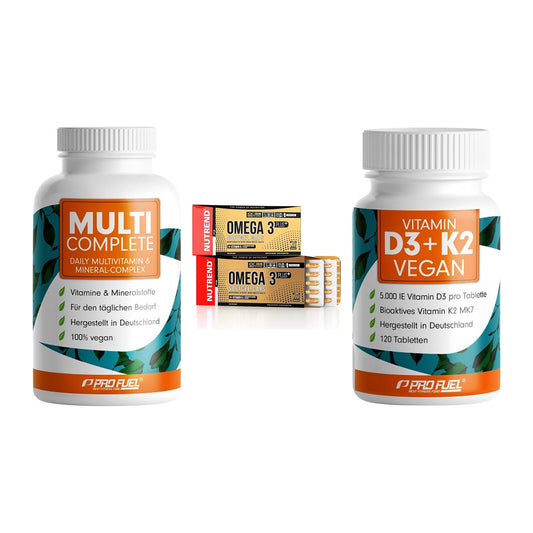 Grundversorgung: ProFuel MULTI + Nutrend Omega 3 + ProFuel Vitamin – alle enthaltenen Artikel