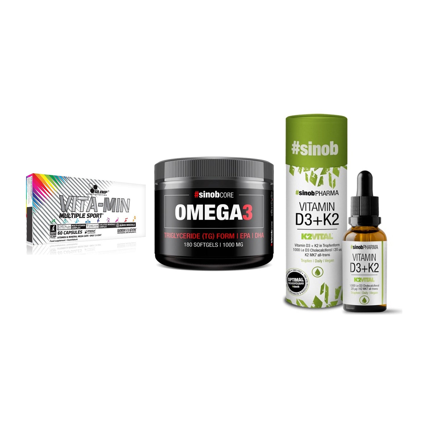 Grundversorgung: Olimp Vita-Min + Sinob Omega 3 + Sinob Vitamin – alle enthaltenen Artikel