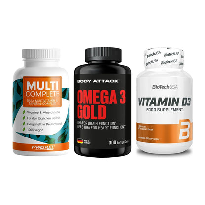 Grundversorgung: ProFuel MULTI + Body Attack + BioTech Vitamin – alle enthaltenen Artikel