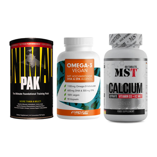Grundversorgung: Universal + ProFuel Omega 3 + MST Calcium – alle enthaltenen Artikel