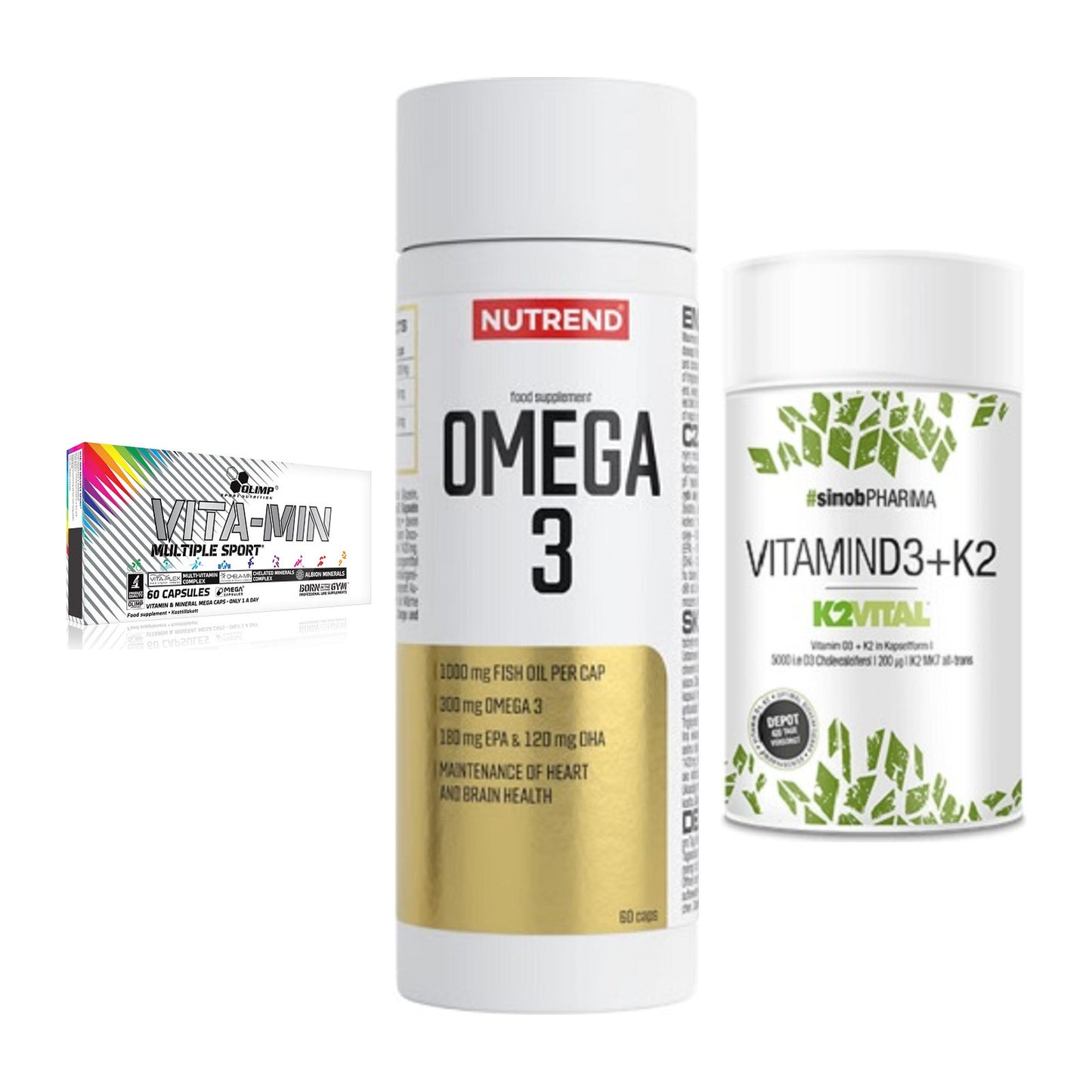 Grundversorgung: Olimp Vita-Min + Nutrend Omega 3 + Sinob Vitamin – alle enthaltenen Artikel