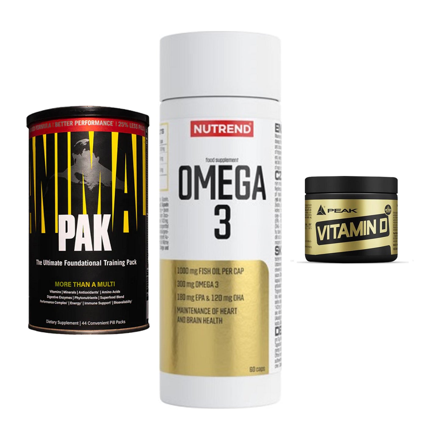 Grundversorgung: Universal + Nutrend Omega 3 + Peak Vitamin D – alle enthaltenen Artikel