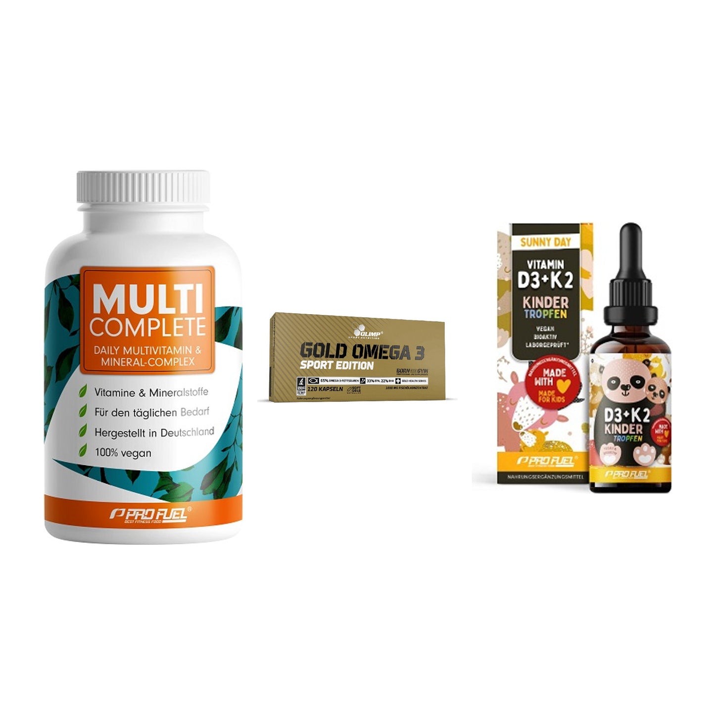 Grundversorgung: ProFuel MULTI + Olimp Omega 3 + ProFuel VITAMIN – alle enthaltenen Artikel