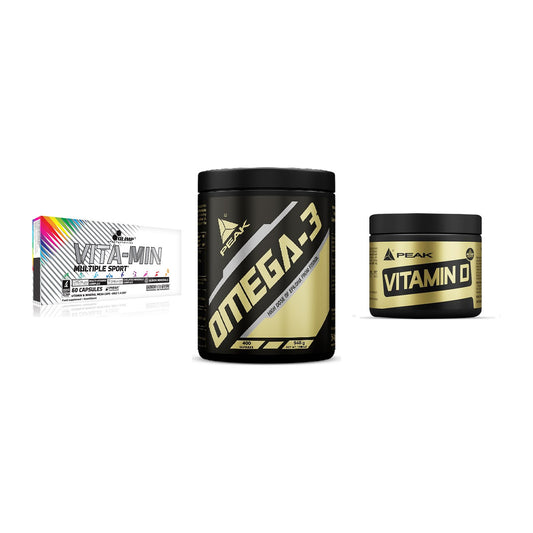 Grundversorgung: Olimp Vita-Min + Peak Omega-3 + Peak Vitamin D – alle enthaltenen Artikel