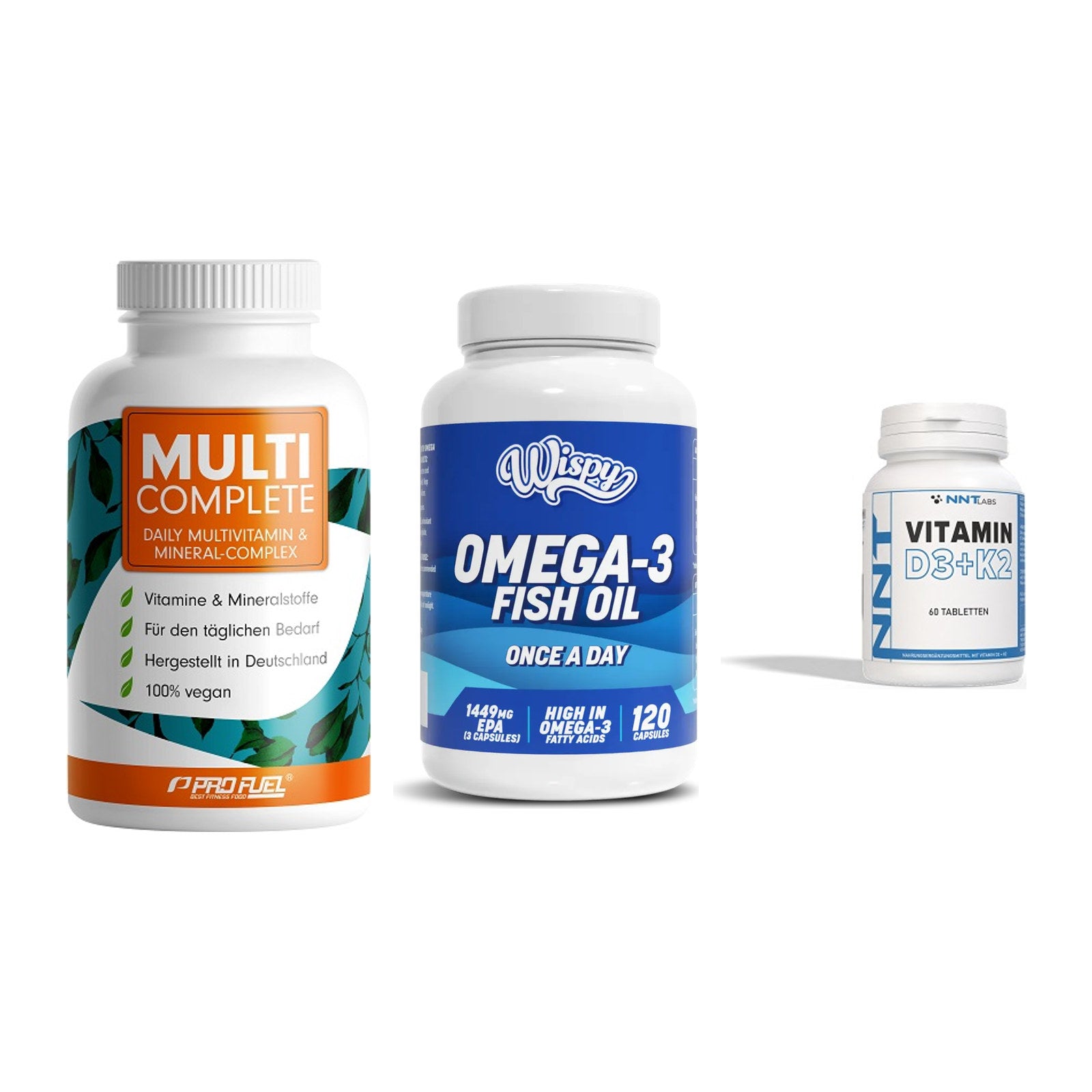 Grundversorgung: ProFuel MULTI + Wispy Omega 3 + NNT Vitamin – alle enthaltenen Artikel