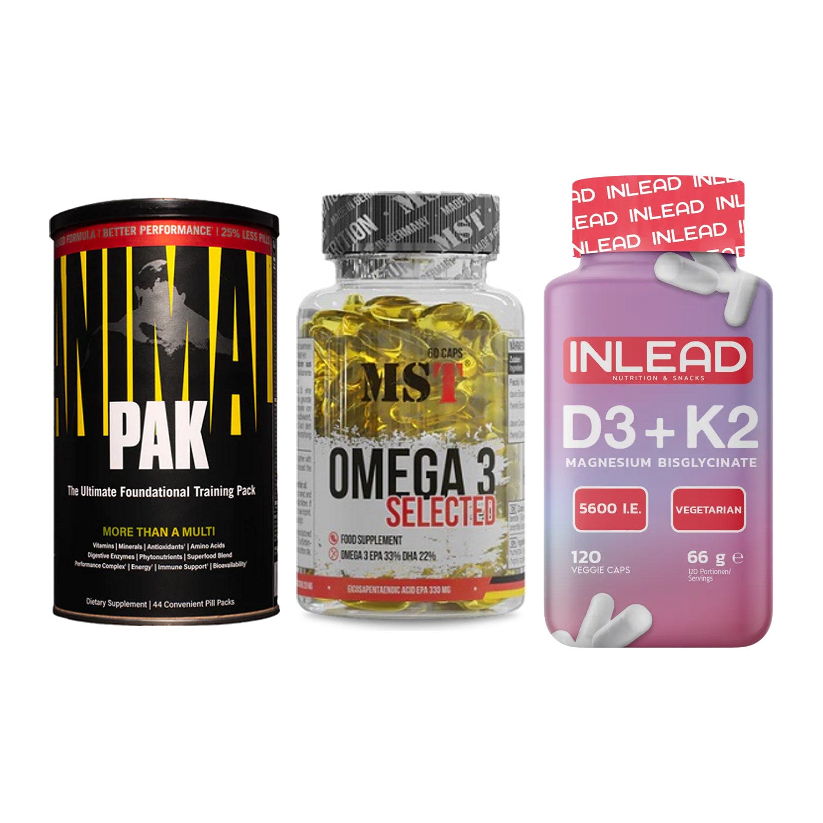 Grundversorgung: Universal + MST Omega 3 + INLEAD Vitamin – alle enthaltenen Artikel