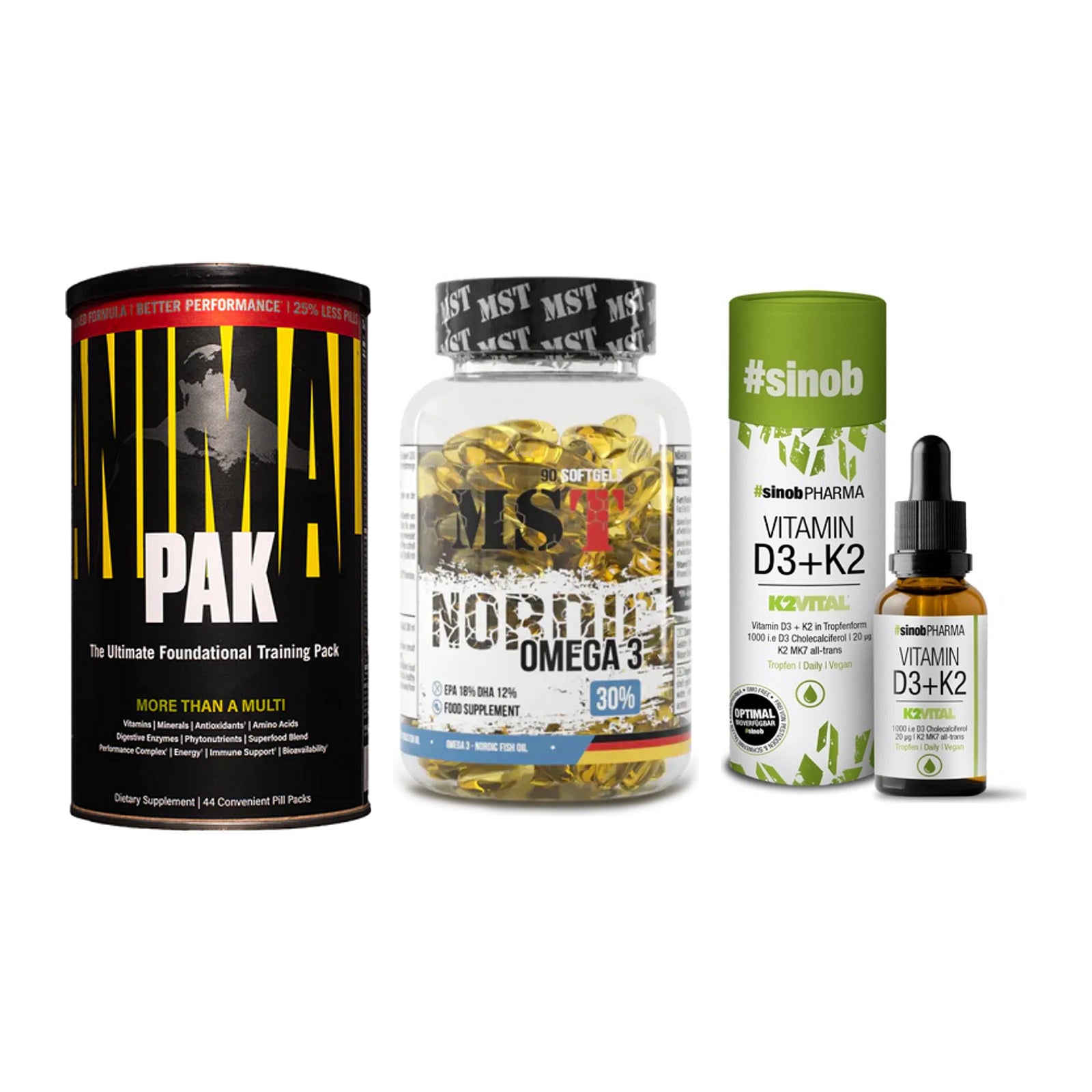 Grundversorgung: Universal + MST Omega 3 + Sinob Vitamin – alle enthaltenen Artikel