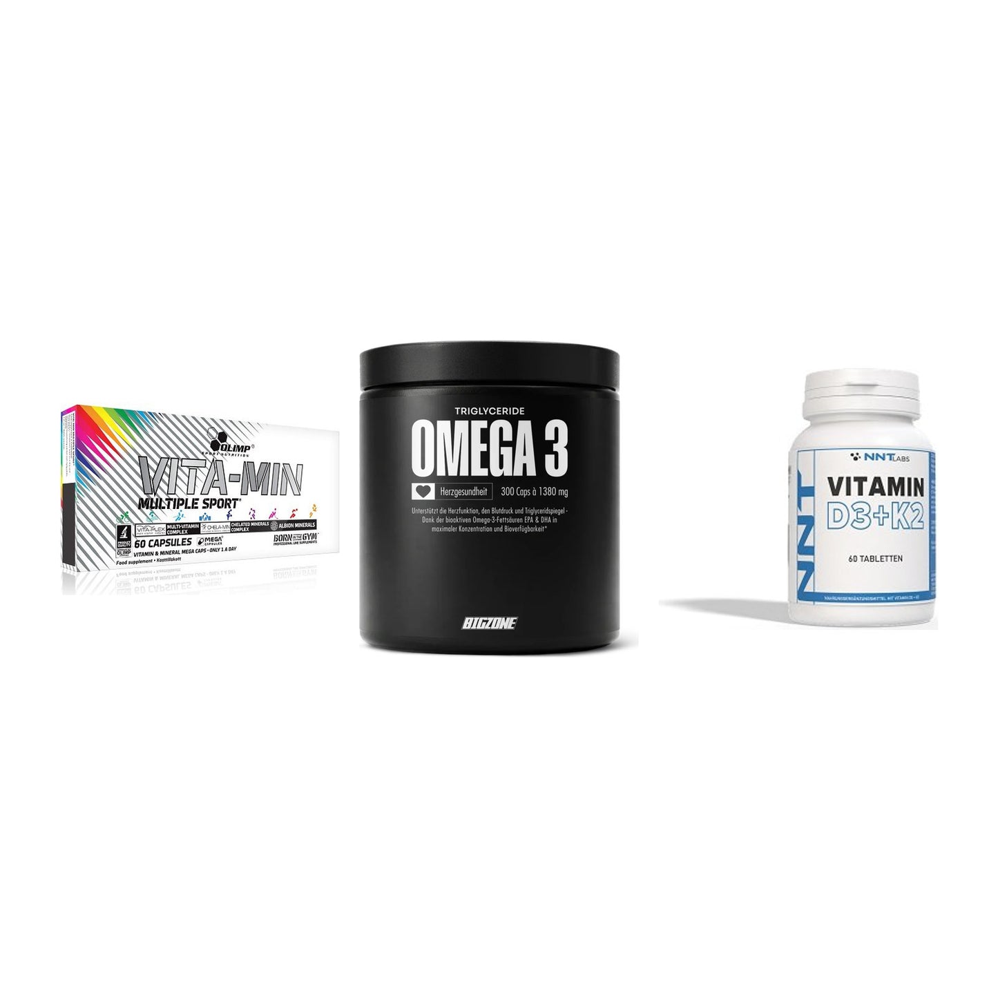 Grundversorgung: Olimp Vita-Min + Big Zone Omega + NNT Vitamin – alle enthaltenen Artikel