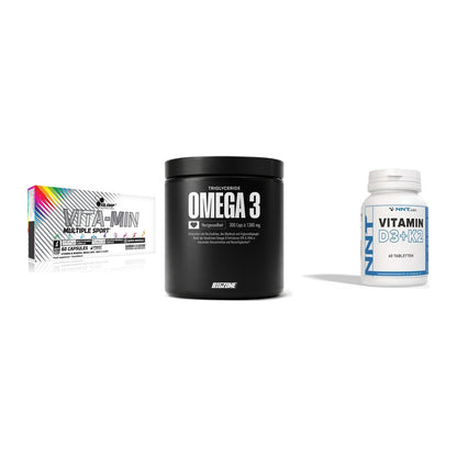 Grundversorgung: Olimp Vita-Min + Big Zone Omega + NNT Vitamin – alle enthaltenen Artikel