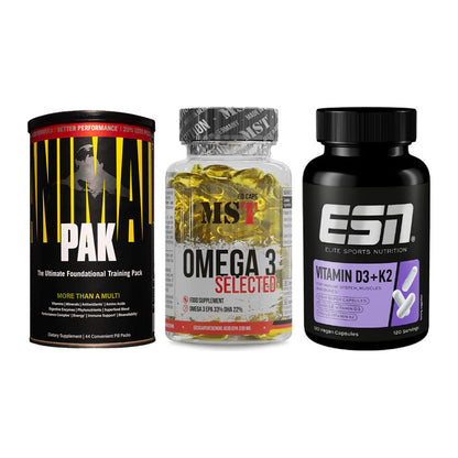 Grundversorgung: Universal + MST Omega 3 + ESN Vitamin D3 – alle enthaltenen Artikel