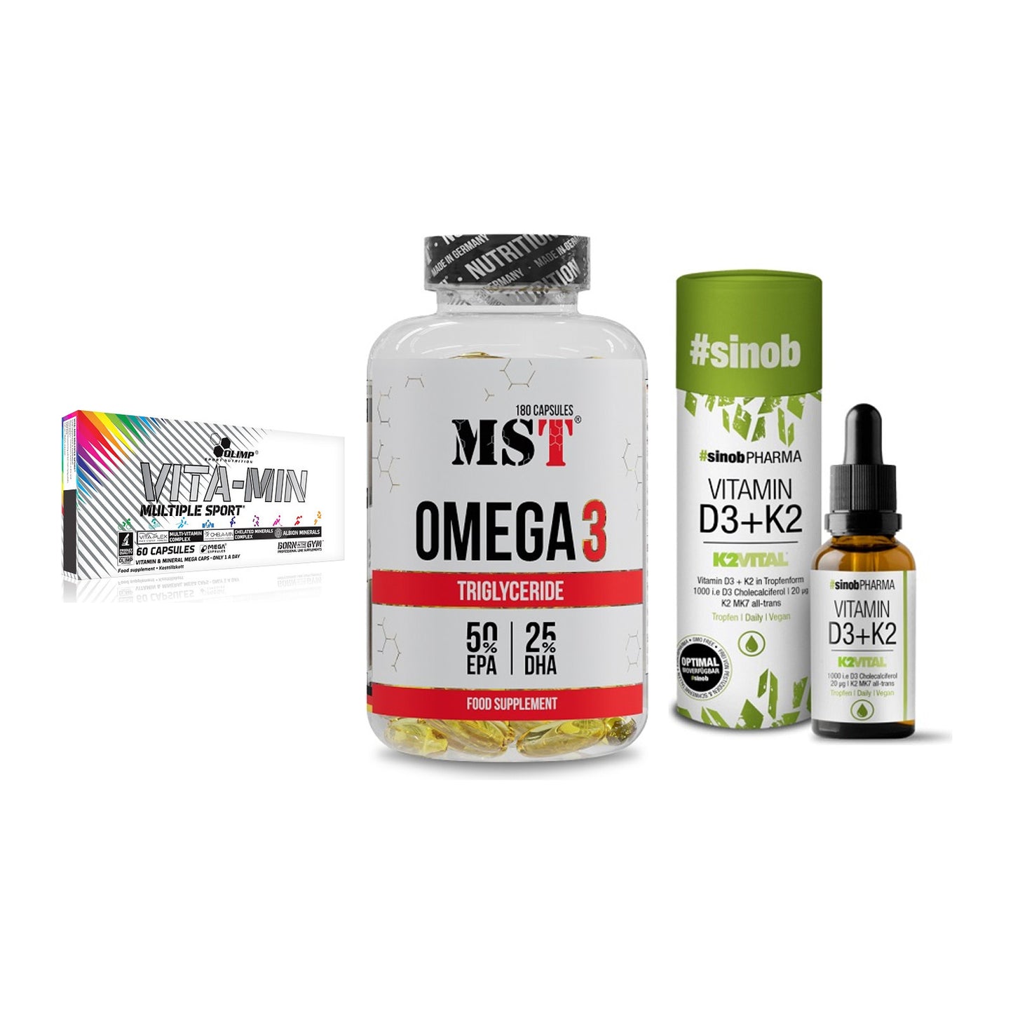 Grundversorgung: Olimp Vita-Min + MST Omega 3 + Sinob Vitamin – alle enthaltenen Artikel