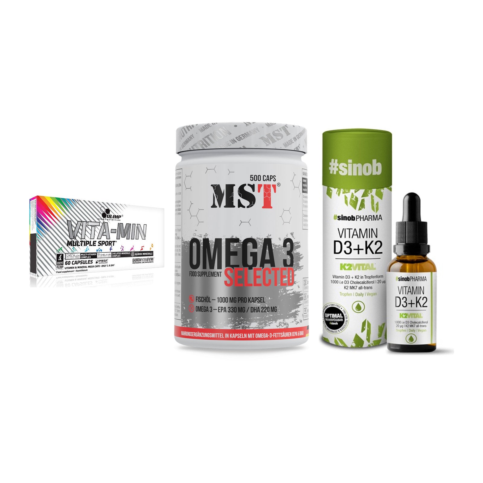 Grundversorgung: Olimp Vita-Min + MST Omega 3 + Sinob Vitamin – alle enthaltenen Artikel