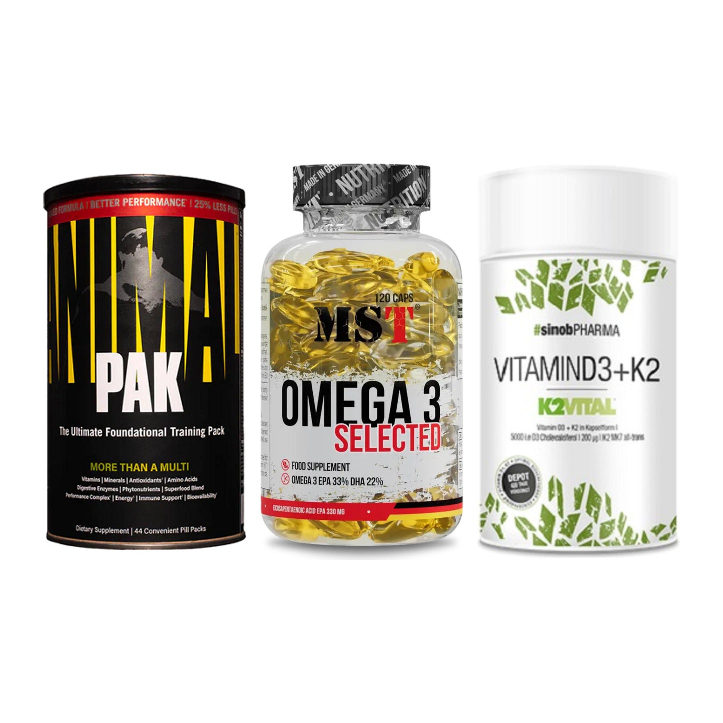 Grundversorgung: Universal + MST Omega 3 + Sinob Vitamin – alle enthaltenen Artikel