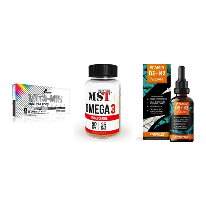 Grundversorgung: Olimp Vita-Min + MST Omega 3 + ProFuel Vitamin – alle enthaltenen Artikel