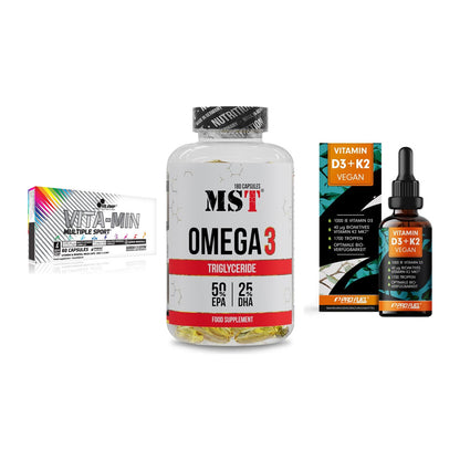 Grundversorgung: Olimp Vita-Min + MST Omega 3 + ProFuel Vitamin – alle enthaltenen Artikel