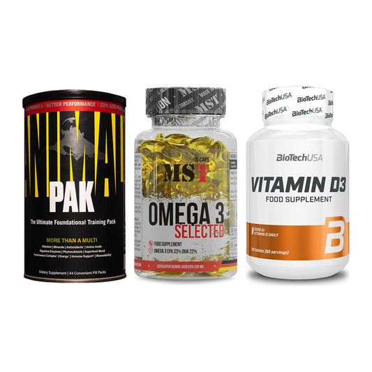 Grundversorgung: Universal + MST Omega 3 + BioTech Vitamin – alle enthaltenen Artikel