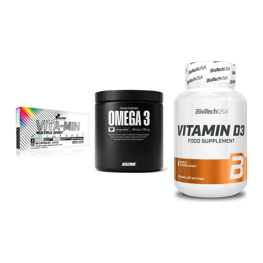 Grundversorgung: Olimp Vita-Min + Big Zone Omega + BioTech Vitamin – alle enthaltenen Artikel