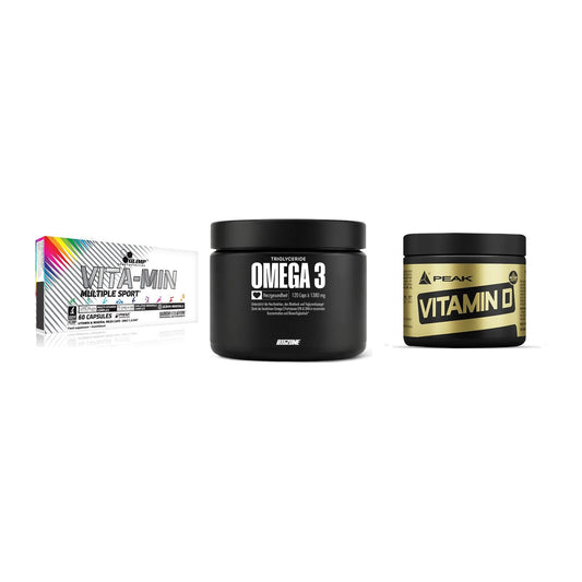 Grundversorgung: Olimp Vita-Min + Big Zone Omega + Peak Vitamin D – alle enthaltenen Artikel