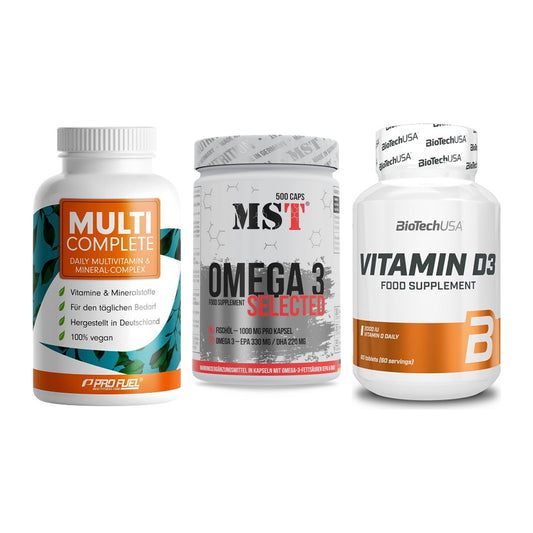 Grundversorgung: ProFuel MULTI + MST Omega 3 + BioTech Vitamin – alle enthaltenen Artikel