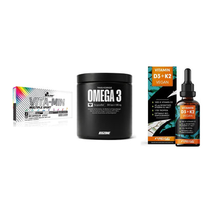 Grundversorgung: Olimp Vita-Min + Big Zone Omega + ProFuel Vitamin – alle enthaltenen Artikel