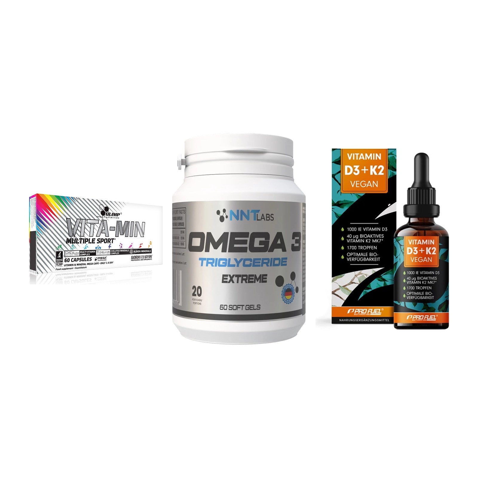 Grundversorgung: Olimp Vita-Min + NNT Omega 3 + ProFuel Vitamin – alle enthaltenen Artikel