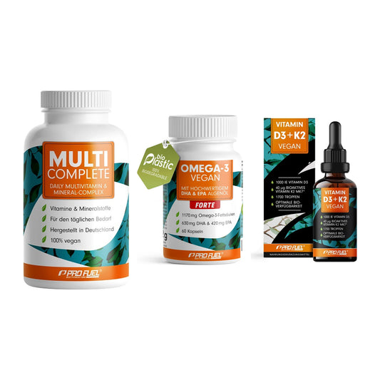 Grundversorgung: ProFuel MULTI + ProFuel Omega 3 + ProFuel Vitamin – alle enthaltenen Artikel